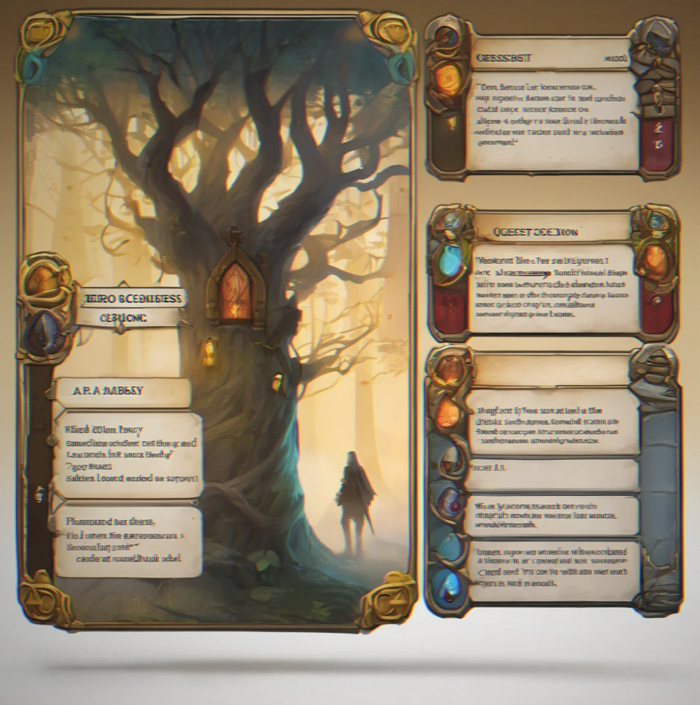 A skill progression screen displaying multiple branching trees that fork based on narrative decisions made during previous quests