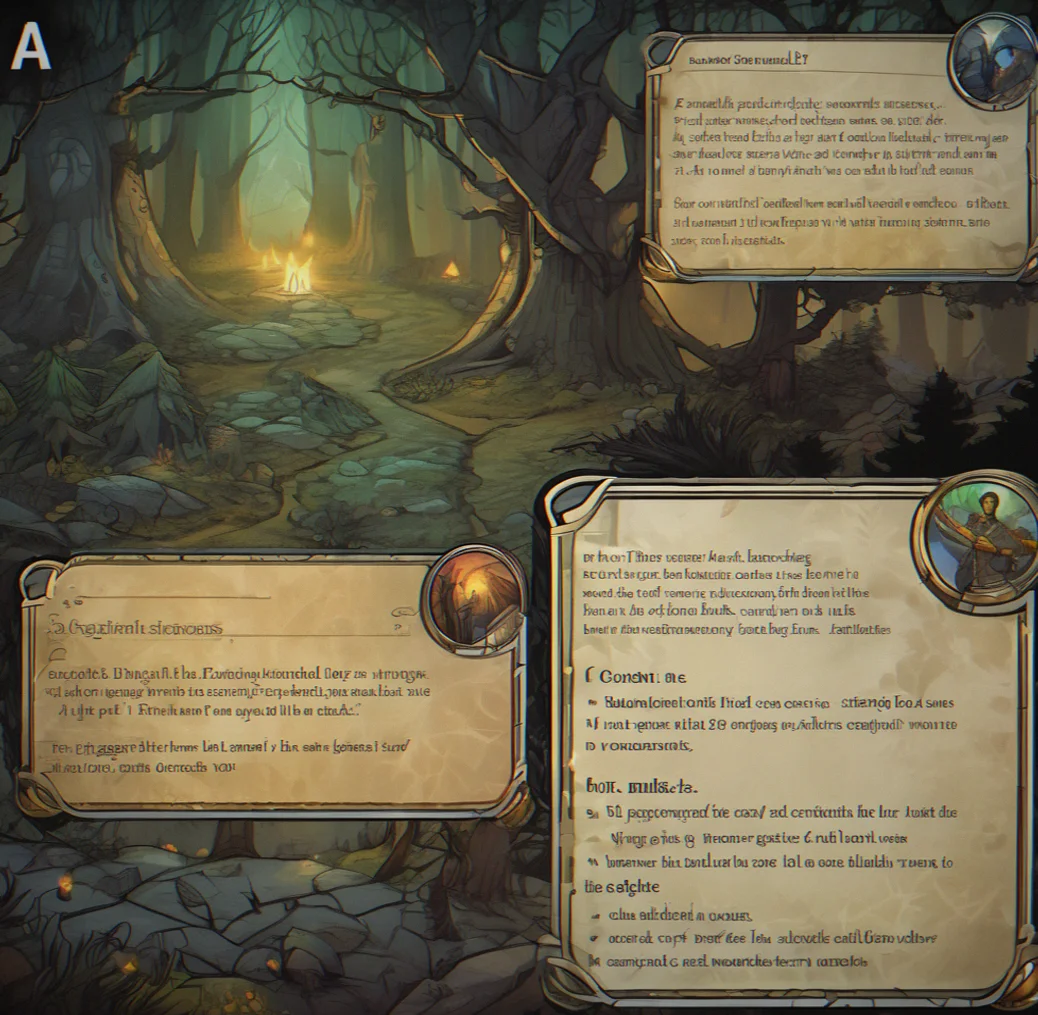 A quest map showing four colored branches splitting from a central objective, each labeled with a different approach and resulting NPC outcome