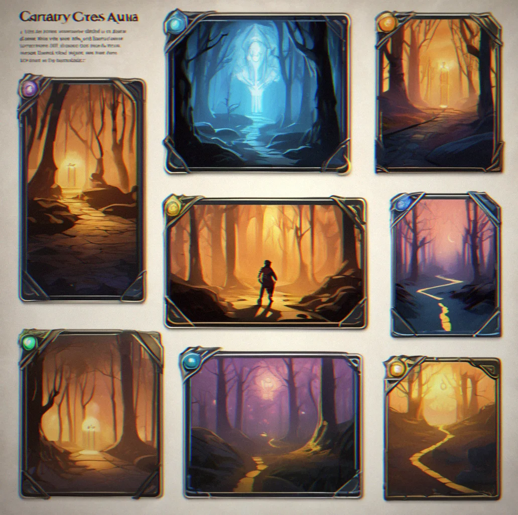 A character creatoin screen highlighting twelve different backgrounds, each with a glowing aura indicating unique content pathways and locked questlines
